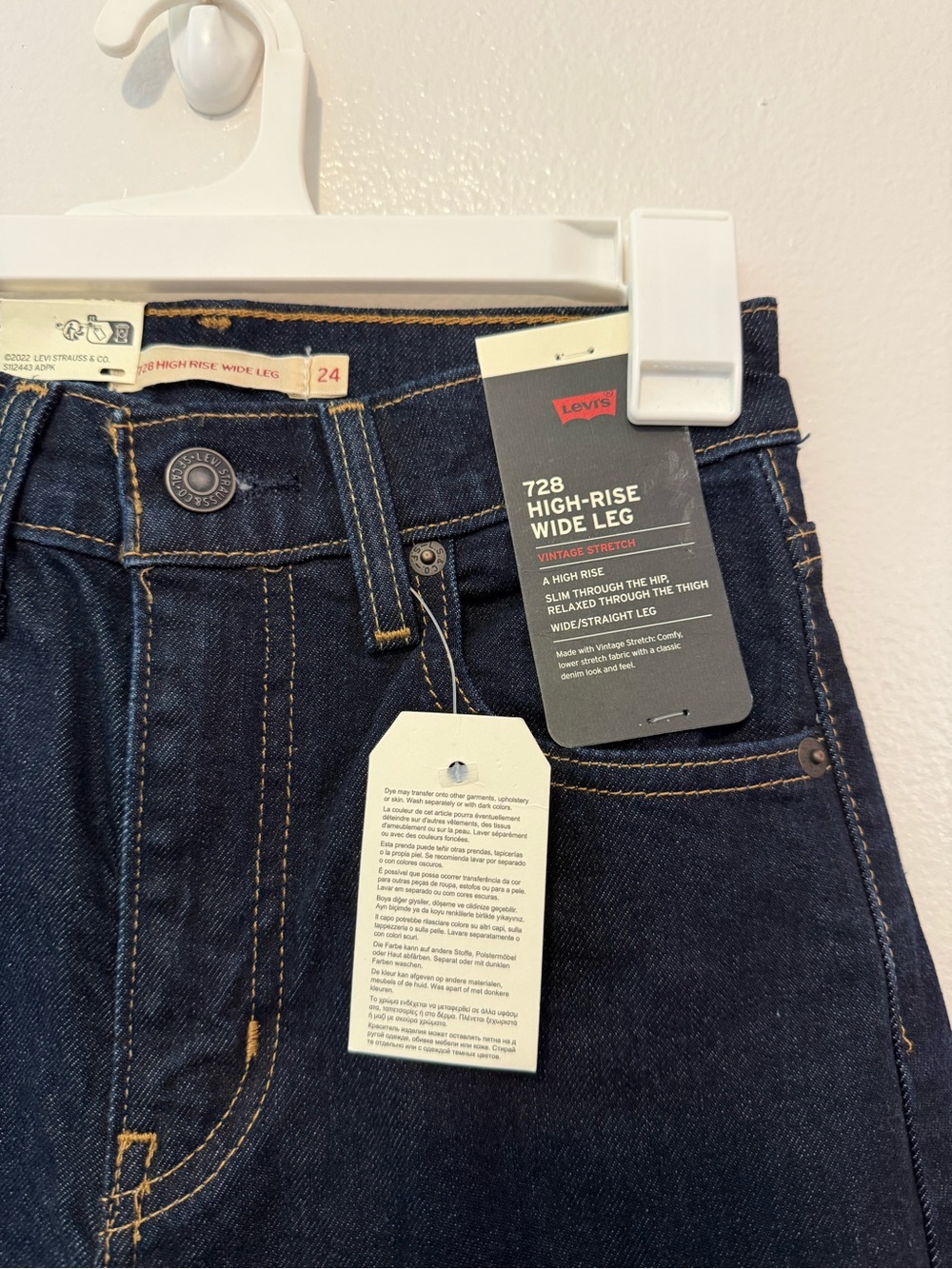 Levis 728 High Rise Wide Leg Jeans Indigo Blue Denim 24x32 NWT - Picture 5 of 5